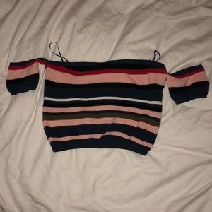 striped off the shoulder top